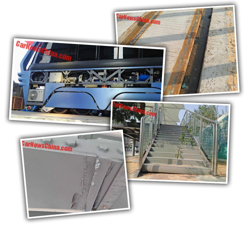 Illustration for article titled Is The Chinese Traffic-Straddling Bus A 'Scam'? It Looks Extremely Shoddy Up Close